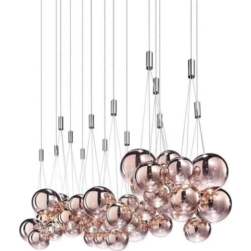 Modern Metal Glass Ball Pendant Light Living Room Dining Room Bedroom Chandelier PA0584