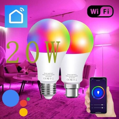 Siri Voice Control 15W RGB Smart Light Bulb Dimmable E27 B22 WiFi LED Magic Lamp Work with Alexa Google Home Or IR Control Bulb