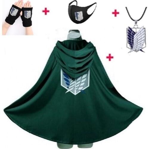 Japanese Hoodie Attack on Titan Cloak Shingeki no Kyojin Scouting Legion Cosplay Costume anime cosplay green Cape mens clothes