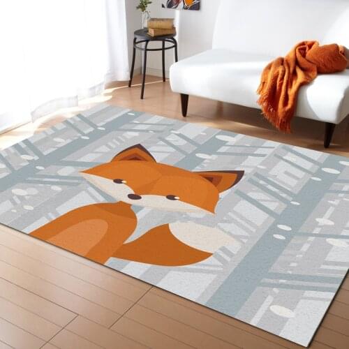 Winter Snowing Forest Cartoon Fox Carpets for Living Room Childrens Room Carpet Bedroom Bedside Blanket Kitchen Doormat