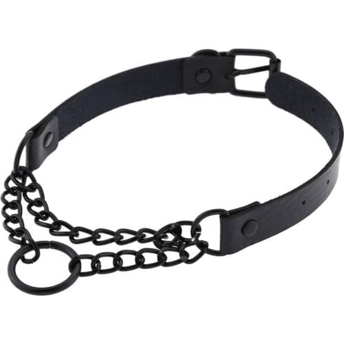 ZIMNO Goth Cosplay Maid Sexy Collar Punk Gothic Leather Choker Metal Chains Harajuku Slave Necklaces for Women Fashion Jewelry