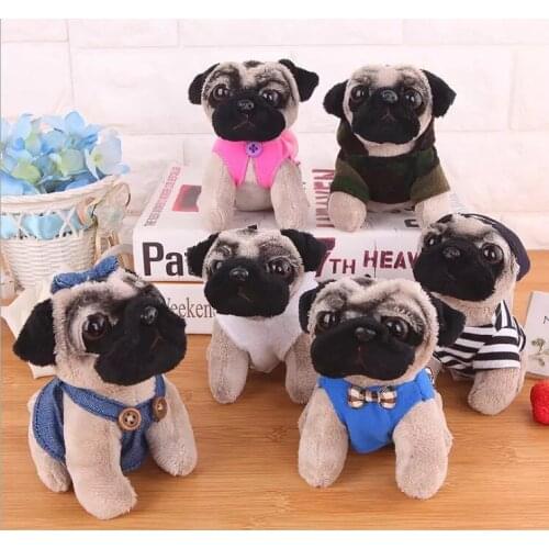 10PCS 13cm Sanddog Pug Dress in Different Colors Decoration Car Bag Plush Mini Pendant Keychain Doll Ring Toy
