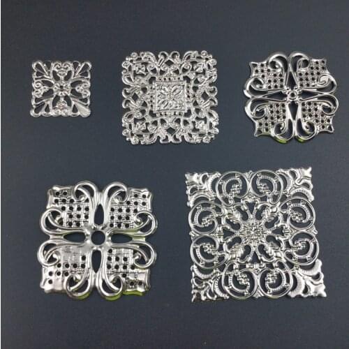 20Pcs Filigree square Connectors Metal Crafts Gift Decoration DIY Findings