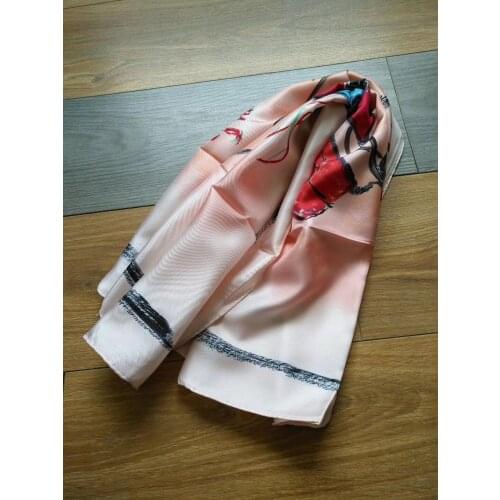2019 new arrival spring autumn classic 100% pure silk scarf twill hand made roll 90*90 cm shawl wrap for women lady
