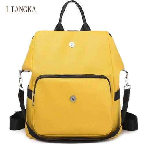 2021 Multi-Functional Backpack Female PU Leather Shoulder Bag Female Youth Patchwork Bag Luxury Design