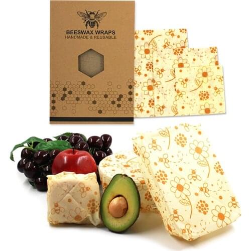 New 3 pieces / set of environmentally friendly food packaging beeswax film reusable fresh-keeping bag cover stretched packaging