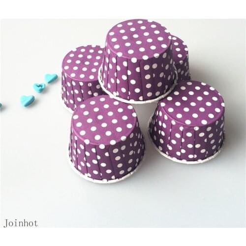 50pcs Purple Point Dot Paper Cupcake Liners Greaseproof Muffin Cases food grade baking cups 5cm*7cm*4cm
