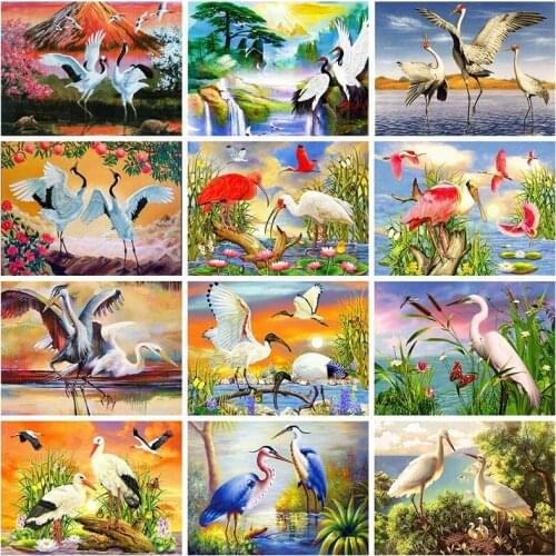 5D DIY Diamond Painting Crane Animal Diamond Mosaic Full Layout Cross Stitch Kit Picture Of Rhinestones Crafts Gift