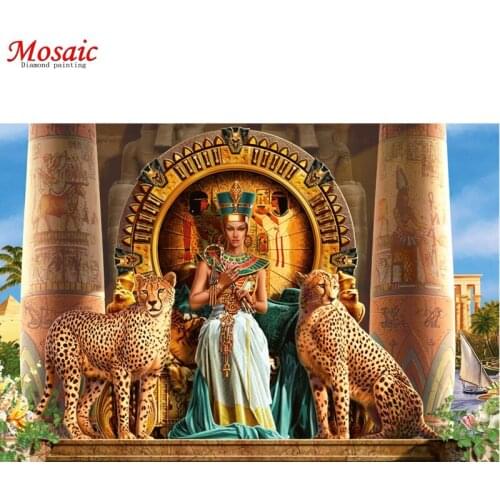 5D DIY round Diamond Painting Cheetah Queen Egypt Full Square Rhinestone Diamond Embroidery Cross Stitch Mosaic Home Decor Gift