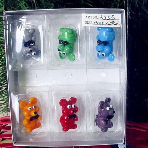 6pcs Custom Hand made Murano Glass mouse figurines home fairy garden decor ornaments Japanese style cartoon animal mice statues