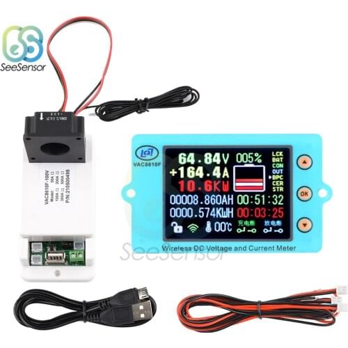 DC 100V 500V 100A 200A 500A Wireless Voltage Current Meter Voltmeter Ammeter Battery Capacity Tester Coulometer Power Detector