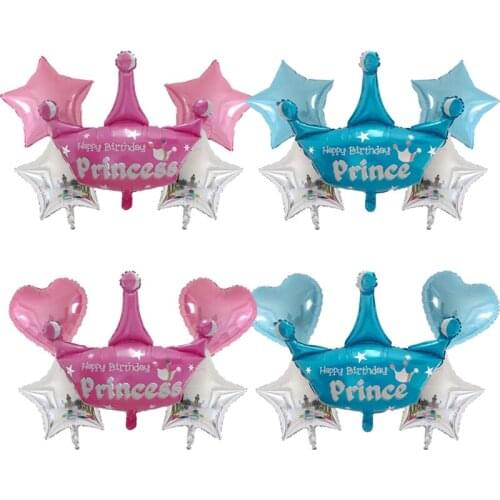 5pcs big Crown Foil Balloons giant Air Balloons Birthday party decorations kids Princess Crown Globos Baby Shower Boy Girls