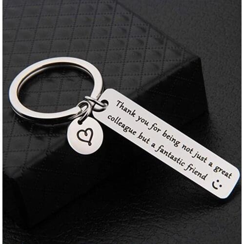 Stainless Steel Charm Keychain Engraved Thank You Colleague Fantastic Friend Key Ring Women Men Company Colleague Keyring Gifts