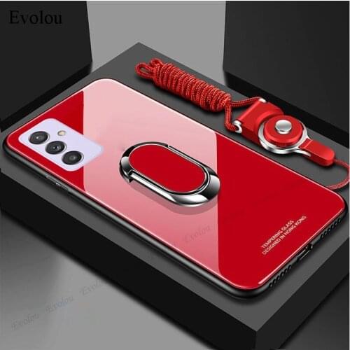 For Samsung Galaxy A82 5G Tempered Glass Phone Case For Samsung Quantum 2 F62 M62 Magnet Ring Holder Stand Cover Lanyard Capa