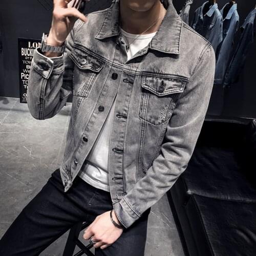 Denim Jacket Cowboy Mens Jacket Casual Coats Jeans Jacket Men Fashion Hole Retro Motorcyle Basic Coat Male Streetwear