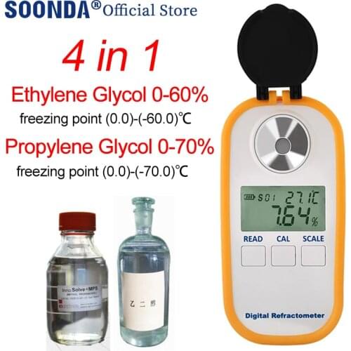 Electronic Ethylene Glycol Propylene Glycol Concentration Meter Tester Digital Freezing Point Measuring Instrument Refractometer