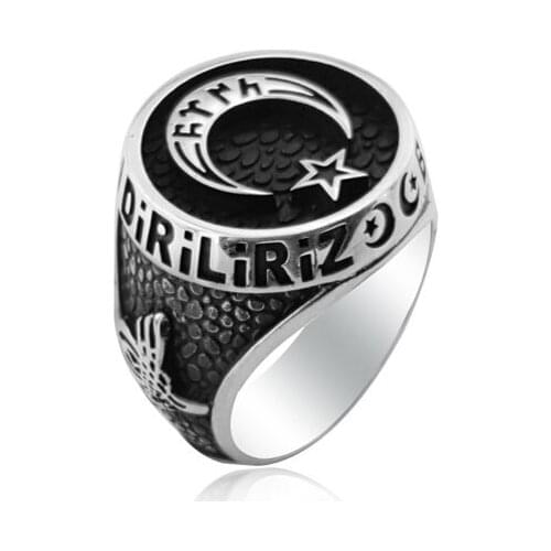 Super Sale 925 Silver Ottoman Rings for Men Would Bin Bin Diriliriz Turk Moon Star Ring Kayi Rings for Man turkish Fine Jewellery
