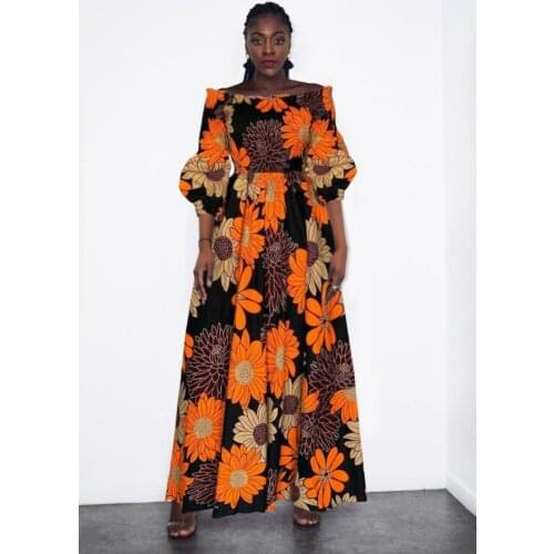 2021 Summer Womens Dress Elegant Fashion Personality Printing Womens Autumn Dress with A Word Collar Sexy Wild Street Hipsters