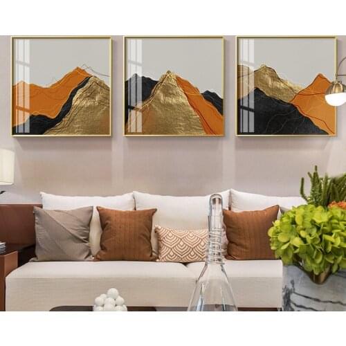 Marble Nordic Abstract Wall Art Geometric Mountain Landscape Art Print Posters Canvas Painting Gold Wall Picture For Home Decor