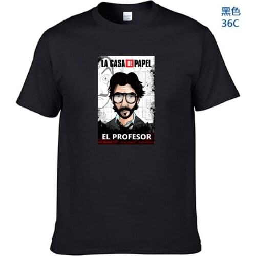 Men El Profesor La Casa De Papel T Shirt Money Heist Cotton Tops Vintage House of Paper Short Sleeve Gift Tee Shirt Mens T-Shirt