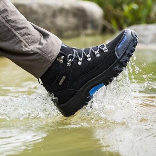 Men Hiking Shoes Waterproof Male Outdoor Sports Tourism Climbing Shoes Leather Climbing Mountain Shoes Hunting Boots Sneakers