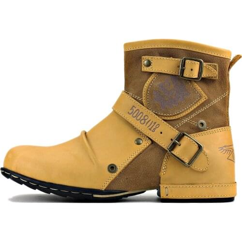 2021 OTTO ZONE New England Western Boots Genuine Leather Mens Motorcycle Boots Ankle Boots Mens Casual Boots 5008-1-Q