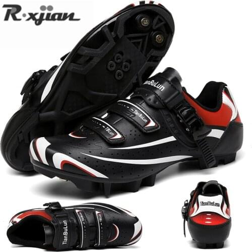 The latest mens graffiti style cycling shoes mountain road self-locking rotating buckle rubber sole wear-resistant non-slip