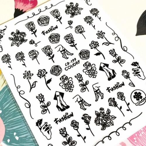 CB-199 Rose 3D Back glue Nail decal Nail sticker Nail decoration Nail art Nail tool Nail ornament
