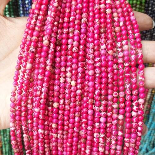 Natural Stone Painting Agates Beaded Women Jewelry Making 4~6mm Round Colorful Small Loose Beads DIY Bracelet Necklace Part 15