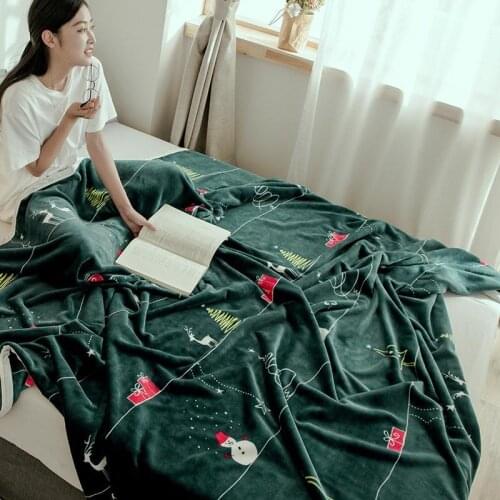 New Year Blanket Christmas Tree Elk Pattern Cloud Mink Blanket Multifunctional Bed Cover Sofa Towel Home Decor Textile 4 sizes