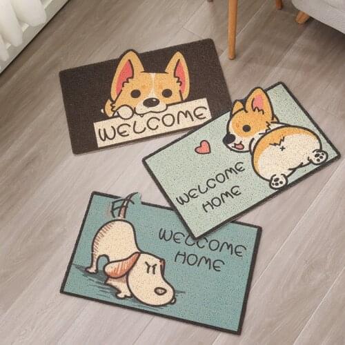 Hot Cartoon Corgi Door Floor Mat Dirty-resistant Foot Mat Door Carpet Entry Door Foot Mat Household Porch Non Slip Carpet Rugs