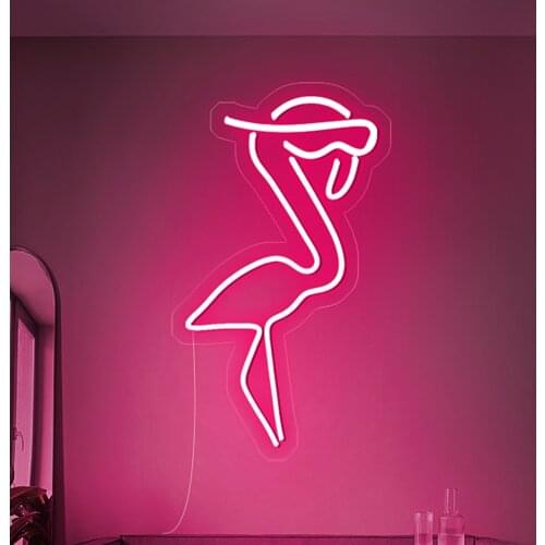 Drop Shipping Custom Neon Light Letters Flamingo logo Visual Artwork Bar Pub Club Wall Hanging Holiday home party decoration