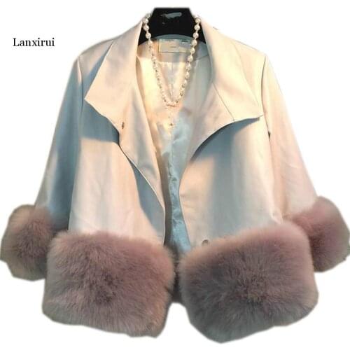Plus size 3XL! autumn winter pu leather patchwork thick coat women fox fur warm short coat
