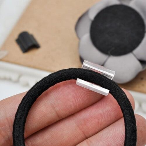 100Pcs Hair Ties DIY Glue-on Plastic Connectors Tools Elasitc Rubber Hair Band Link Buckles Add a Charm On Hairbands