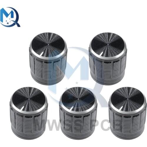 5PCS/Lot 6MM Black Metal Volume Control Knobs Switch For Knurled Shaft Insert Potentiometer Knob Diameter 15mm x 16.5mm Height