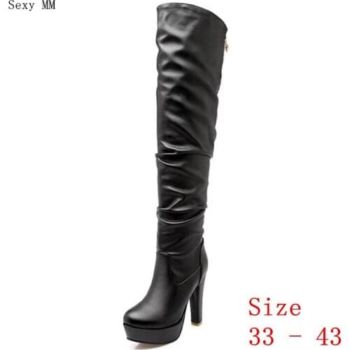 Autumn Winter Platform High Heels Women Over-the-Knee Boots Woman Thigh High Boots Ladies Shoes botas Plus Size 33-40.41.42.43
