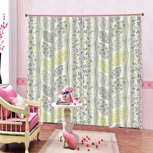 Modern Simple Green Leaf Curtain Customize Blackout Window Curtain Decor for Living Room Bedroom