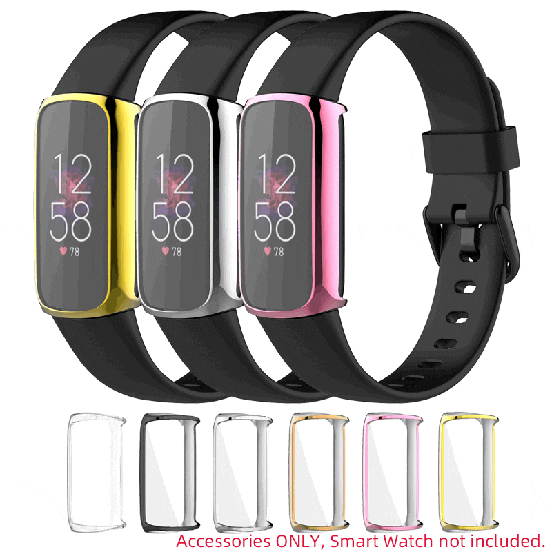 TPU Soft Full Screen Glass Protector Smartband Case Shell Edge Frame For Fitbit Luxe Band Protective Bumper Cover Accessories