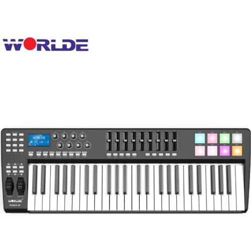 WORLDE PANDA49 Portable 49-Key USB MIDI Keyboard Controller 8 RGB Colorful Backlit Trigger Pads with USB Cable