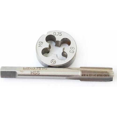 1PC Tap M9*0.75 + 1PC Die M9*0.75 Right Hand Die Matching Die Handle 25 M7-M9