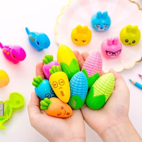 1pc Creative Cartoon Carrot Corn Dinosaur Students Pencil Sharpener Sharpener Student Stationery Pencil Sharpener Wholesale