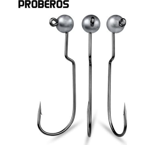 PROBEROS 200pcs Jig Head Hooks 1g-1.8g-2.5g-3.5g Metal Jigging Fishhooks Barbed Carbon Fishing Hooks Barbed Hooks Fishing Tackle