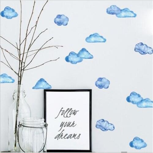 36pcs/set Blue Cloud Wall Sticker Wall Decal Room Decoration For Kids Bedroom Room Nursery Decor Girl Gift Sky Color Stickers