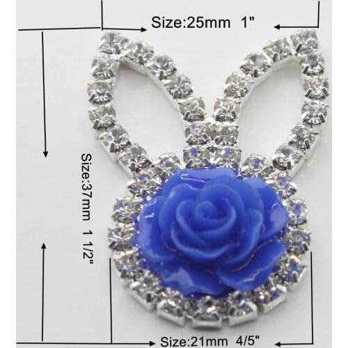 37x21mm 1 1/2"x4/5" Rabbit Flower Rhinestones Button For Women Clothing Hand Botones Madera Sewing Overcoat Accessories