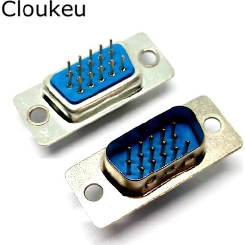 5Pcs DP15 pin Male Insert plate type PCB D-Sub Connector VGA serial port DB15 adapter 3 row foot