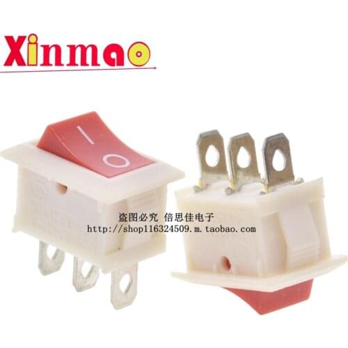 5PCS Ship type switch KCd1 3 pin 2 white red cover 6a250v diameter 21 * 15mm rocker switch