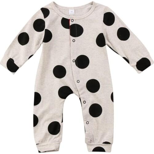 Citgeett Newborn Baby Boy Girl Infant Cotton Long Sleeves Button Romper Polka Dot Jumpsuit Outfits Cute Clothes