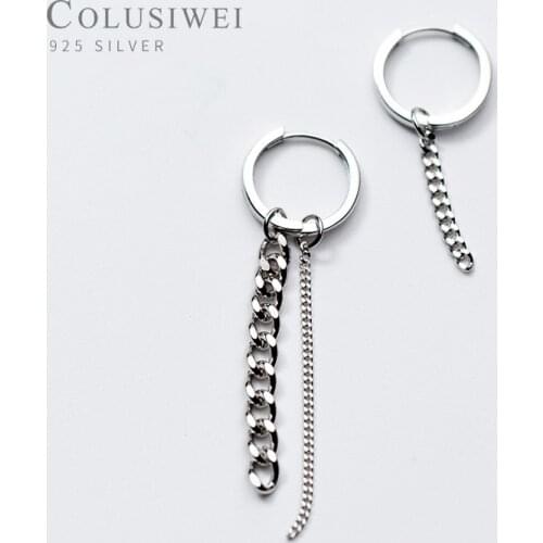 Colusiwei Fashion Round Drop Earrings for Girl Sterling Silver 925 Long Tassel Dangle Chain Earring Female 2019 Mode Brincos