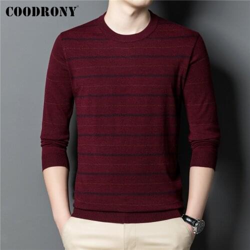COODRONY Brand Autumn Winter Casual O-Neck Sweater Men Clothing New Arrival Classic Striped Soft Knitwear Jersey Pullover C1370