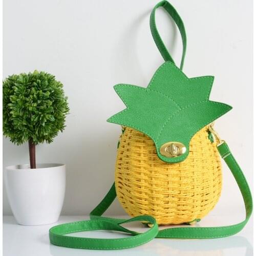 Women Pineapple Handbags Straw Weave Designer Female Shoulder Bags Ladies Fashion Clutches Tote Women Messenger Bag